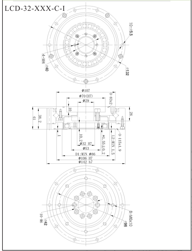 LCD32諧波減速機(jī)尺寸圖 LCD32諧波減速機(jī)尺寸圖