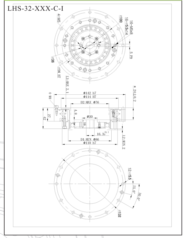 LHS32諧波減速機尺寸圖 LHS32諧波減速機尺寸圖