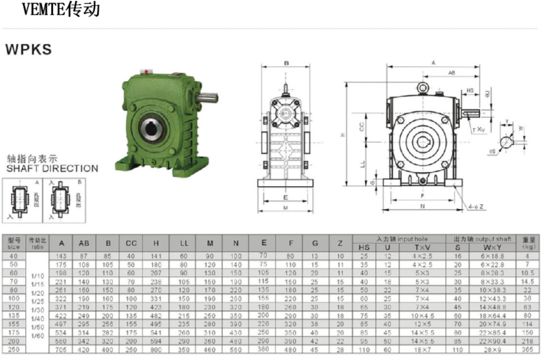 WPKS減速機安裝尺寸圖紙 WPKS減速機安裝尺寸圖紙