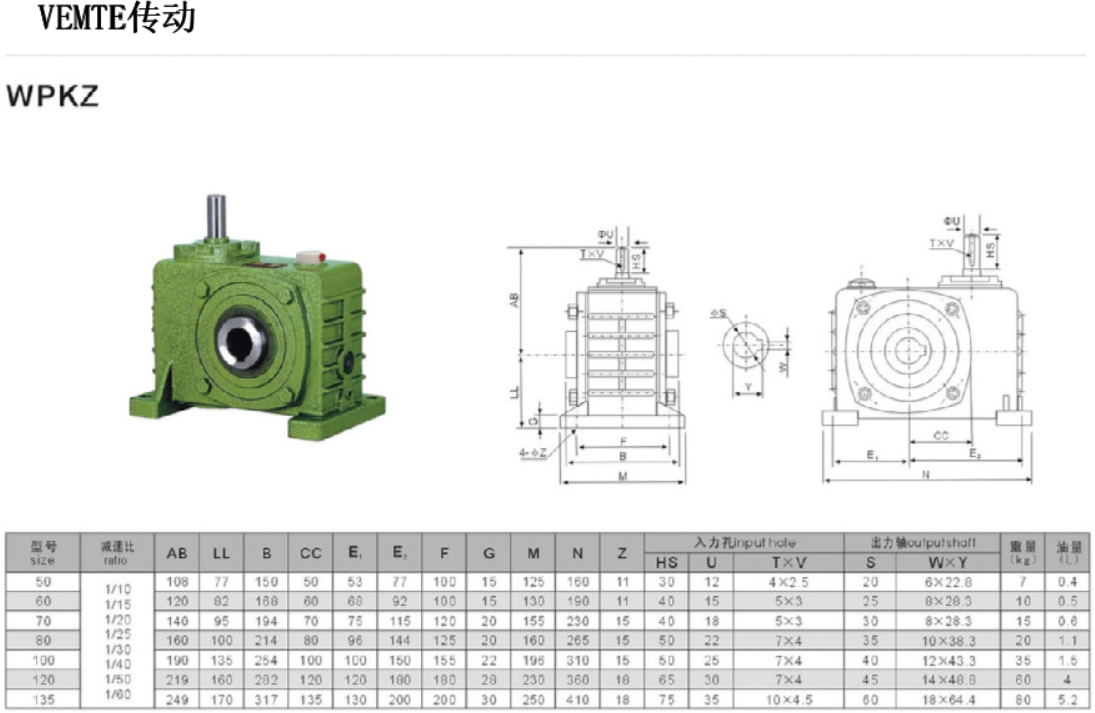 WPKZ減速機安裝尺寸圖紙 WPKZ減速機安裝尺寸圖紙