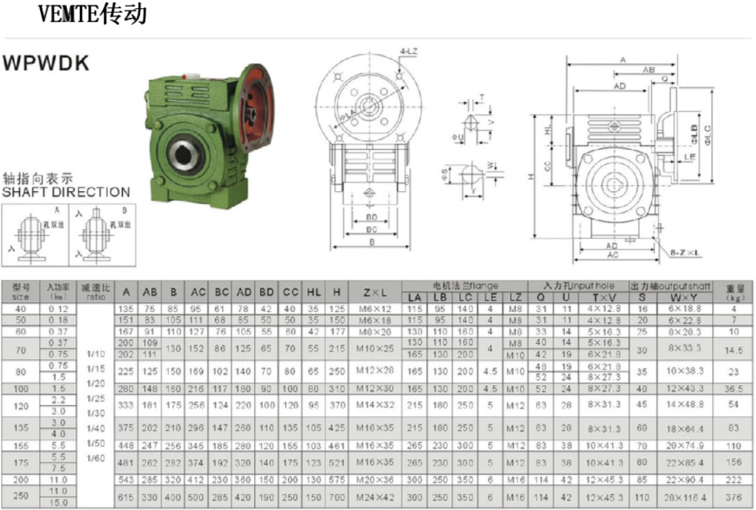 WPWDK減速機安裝尺寸圖紙 WPWDK減速機安裝尺寸圖紙